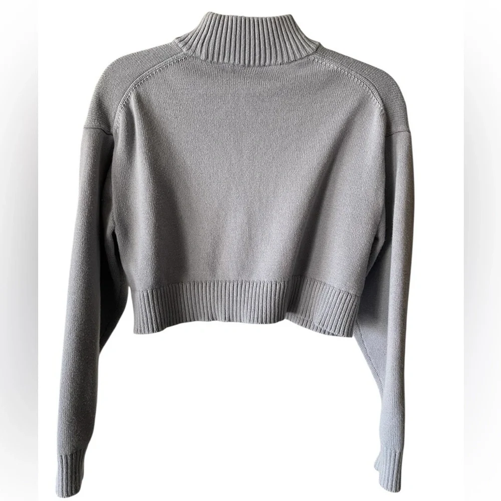 Sunday Best Aritzia Gray Cropped Mock Neck Sweater Small Cotton Cashmere